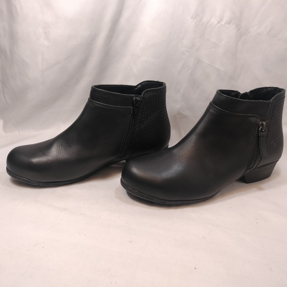 Rockport Works "Carly" Black Leather Non-Slip/Safety Toe Ankle Boots Size 8M